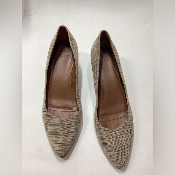 Aquatalia Phoebe Nubuck Suede Block Heel Pumps – Tan Brown Striped, Size 9.5 - Picture 2 of 15